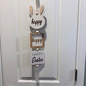 Happy Easter with Easter Bunny Hanging Wall Decor - HAPPY HAPPY HAPPY EASTER